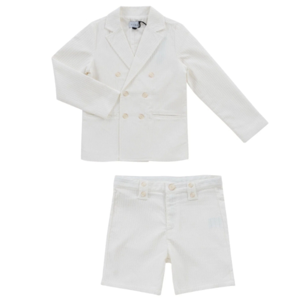 Boys White Textures Wedding Suit Size 6x